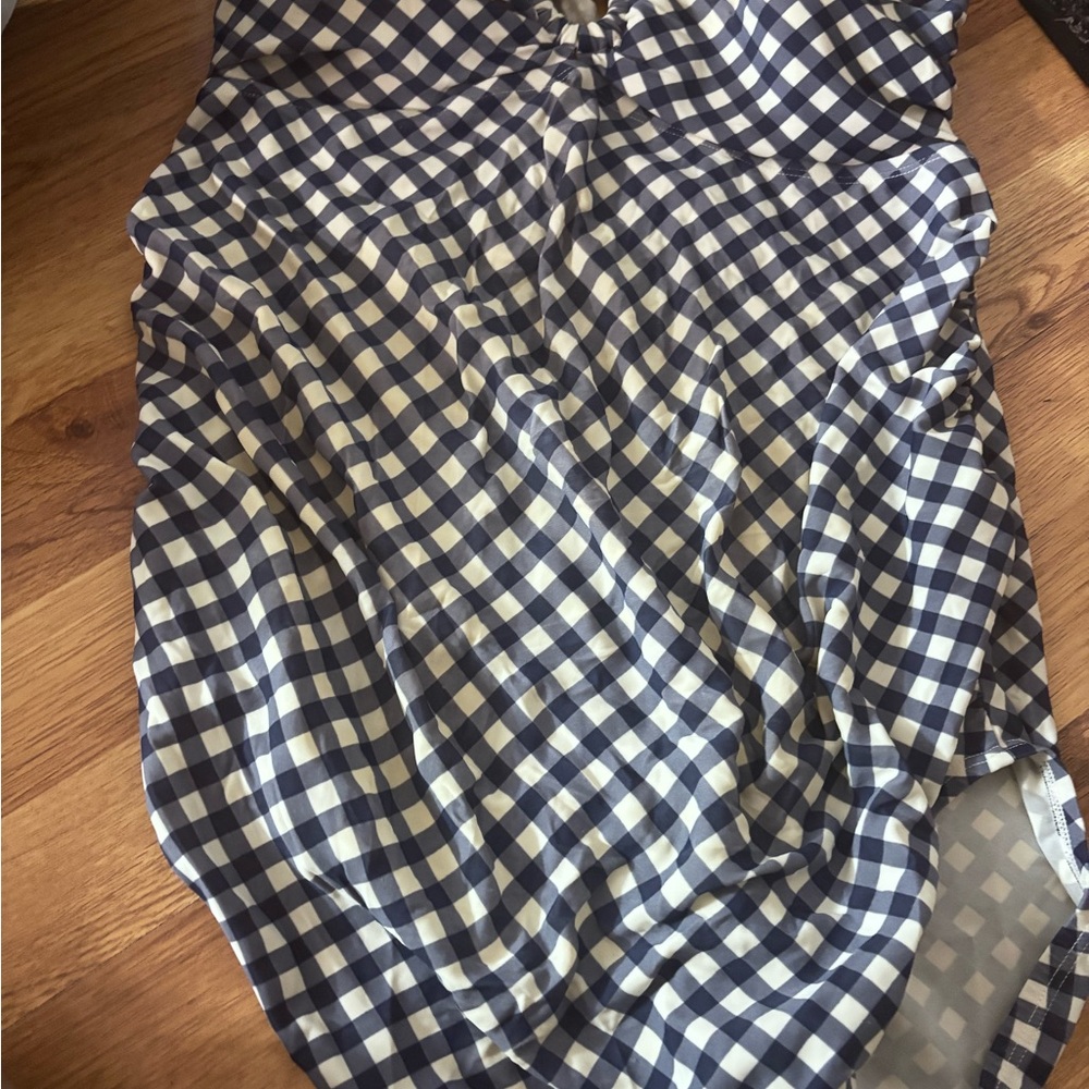 Checkered Blue and White Women's Top